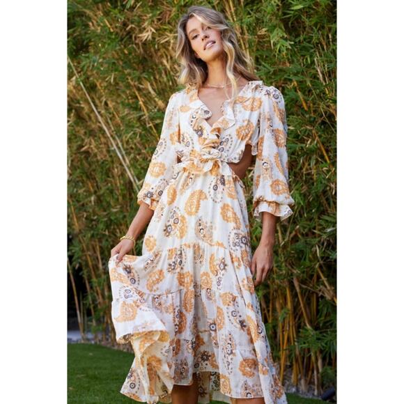 Bishop + Young x Anthropologie Paloma Cut-Out Dress In Montecito Womens Size S - Picture 1 of 7